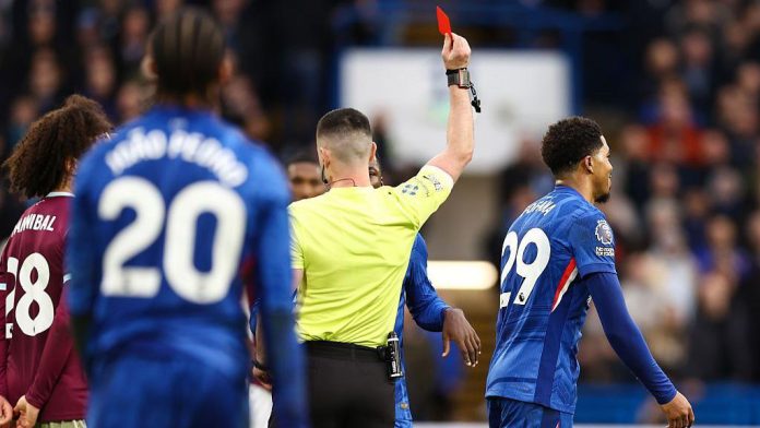 chelsea red card chelsea red cards